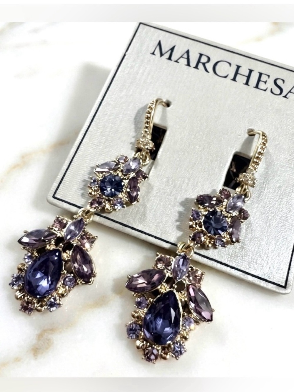 Marchesa Multi-Stone Cluster
Double Drop Earrings